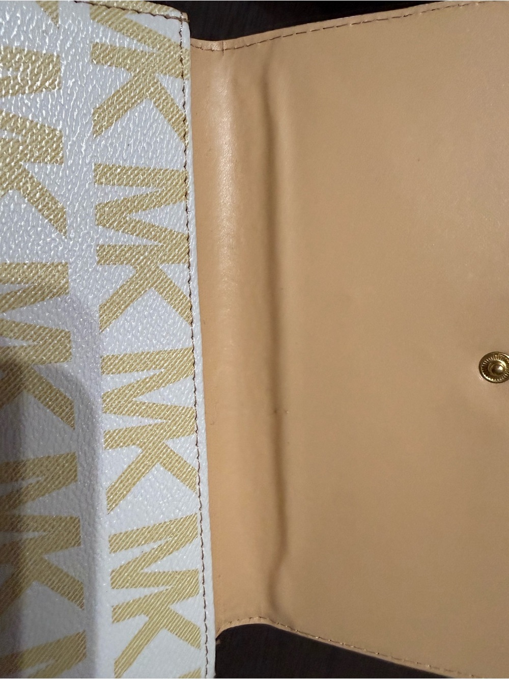 Michael Kors Beige and White Logo Wallet